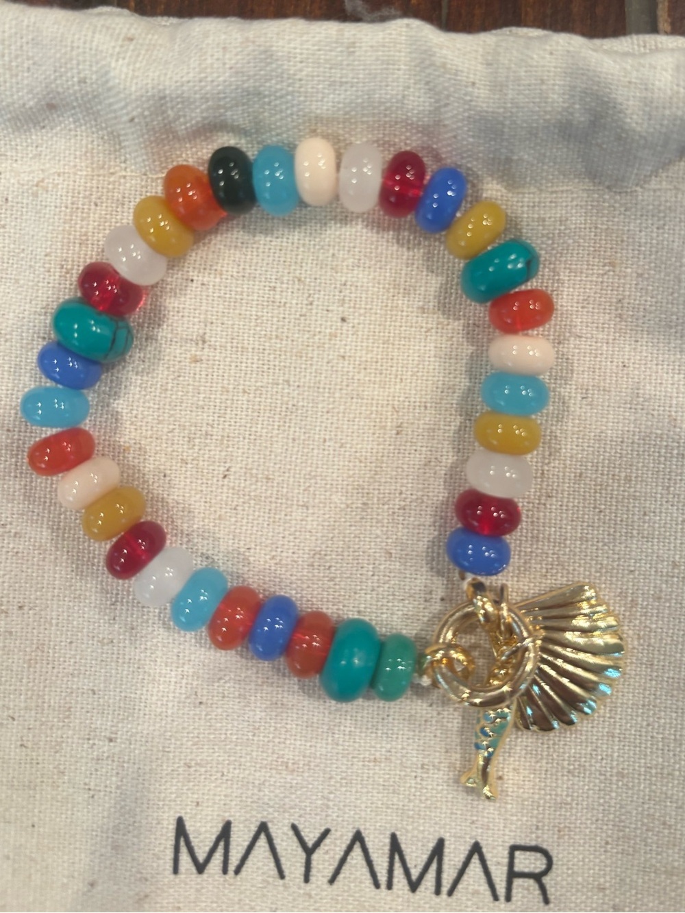 NWT Mayamar 18K Gold Plated Multicolor Beaded Bracelet Handmade in Mexico